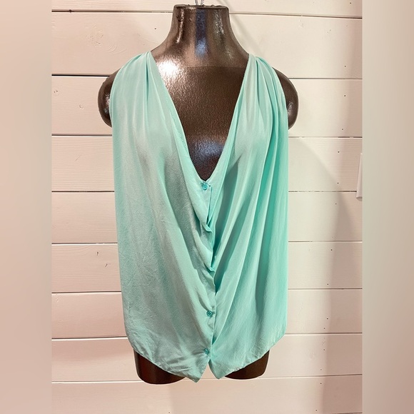 WILFRED – Mint Green Silk Draped Tank XS - Picture 6 of 12